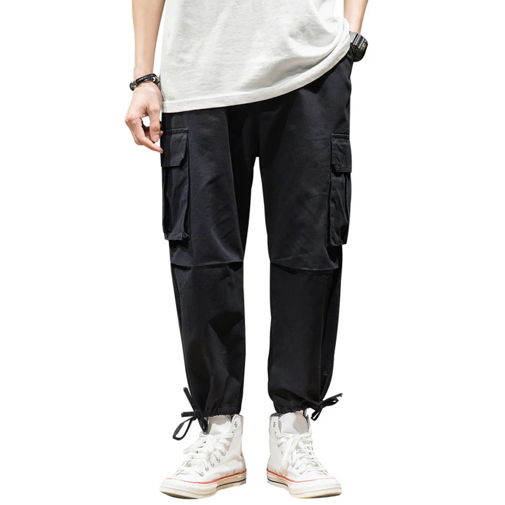 Spring Summer Joggers Streetwear Straight Cargo Pants Men Plus Size Side Pockets Pants Male 2019 Cotton Casual Plus Size 5XL