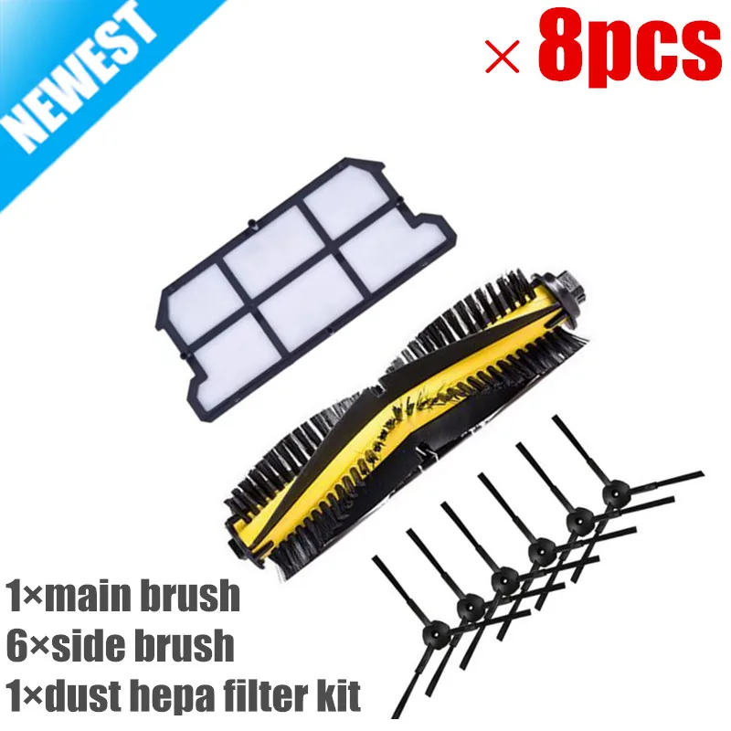 

1x main brush+6x side brush+1x dust hepa filter kit for chuwi ilife v7 v7s v7s pro Robotic Vacuum Cleaner parts