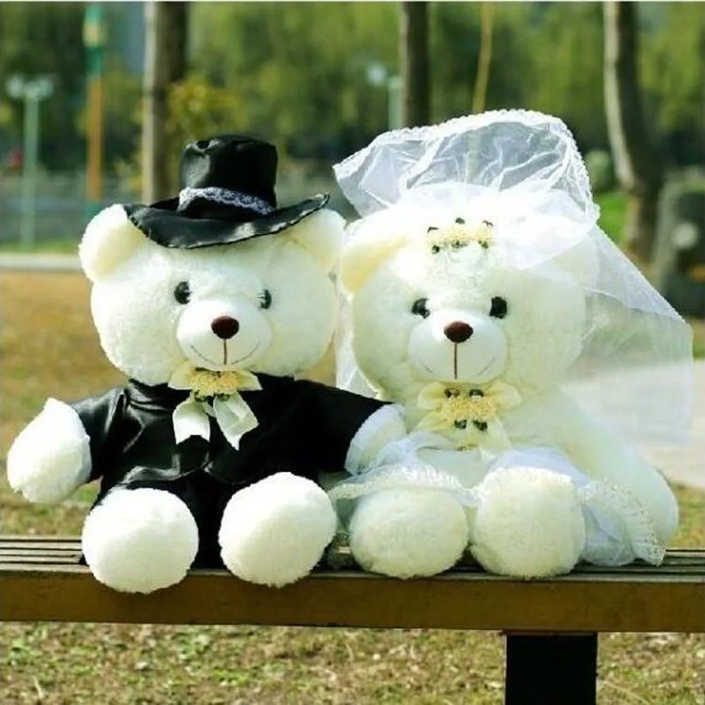 BOLAFYNIA Floral Wedding Bear couple wedding Stuffed toy doll wedding