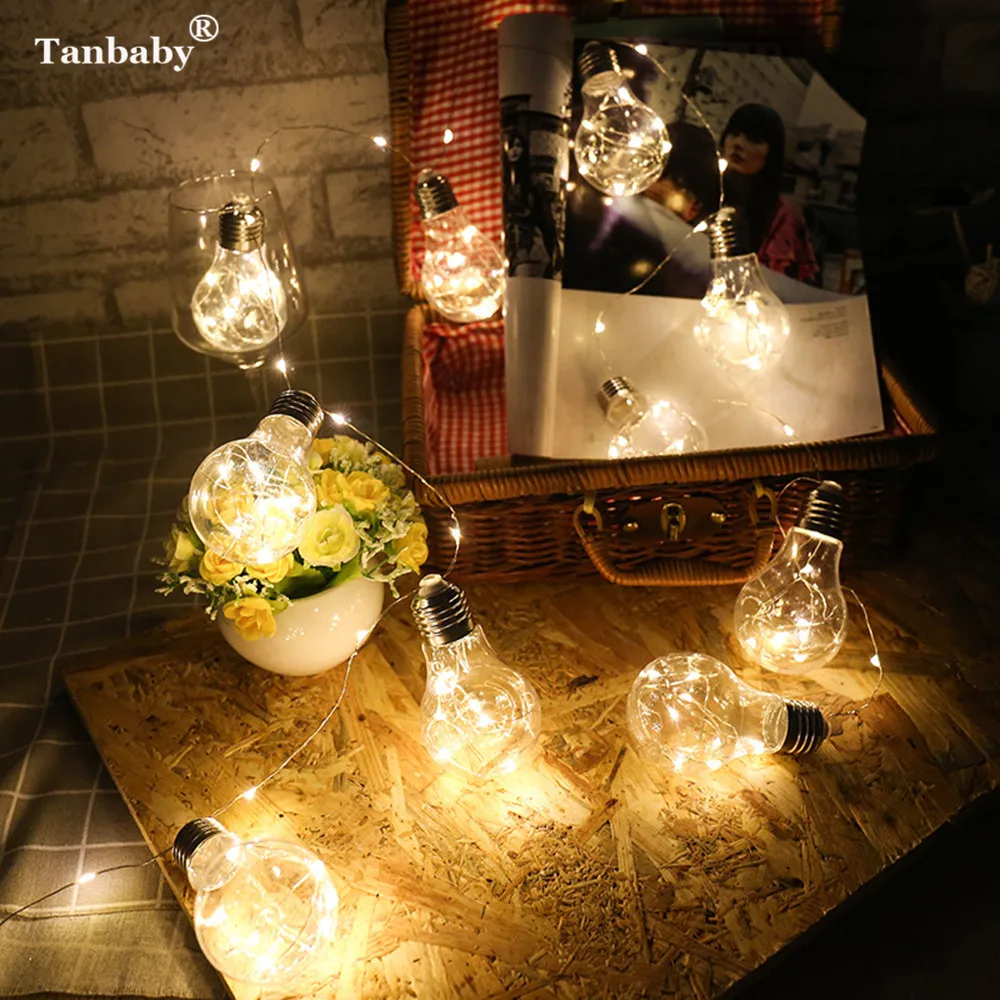 

Tanbaby 5M 10LED Copper Wire in Light Bulb String Fairy Light USB Power Globe Ball Edison Bulb For New Year Christmas Decoration