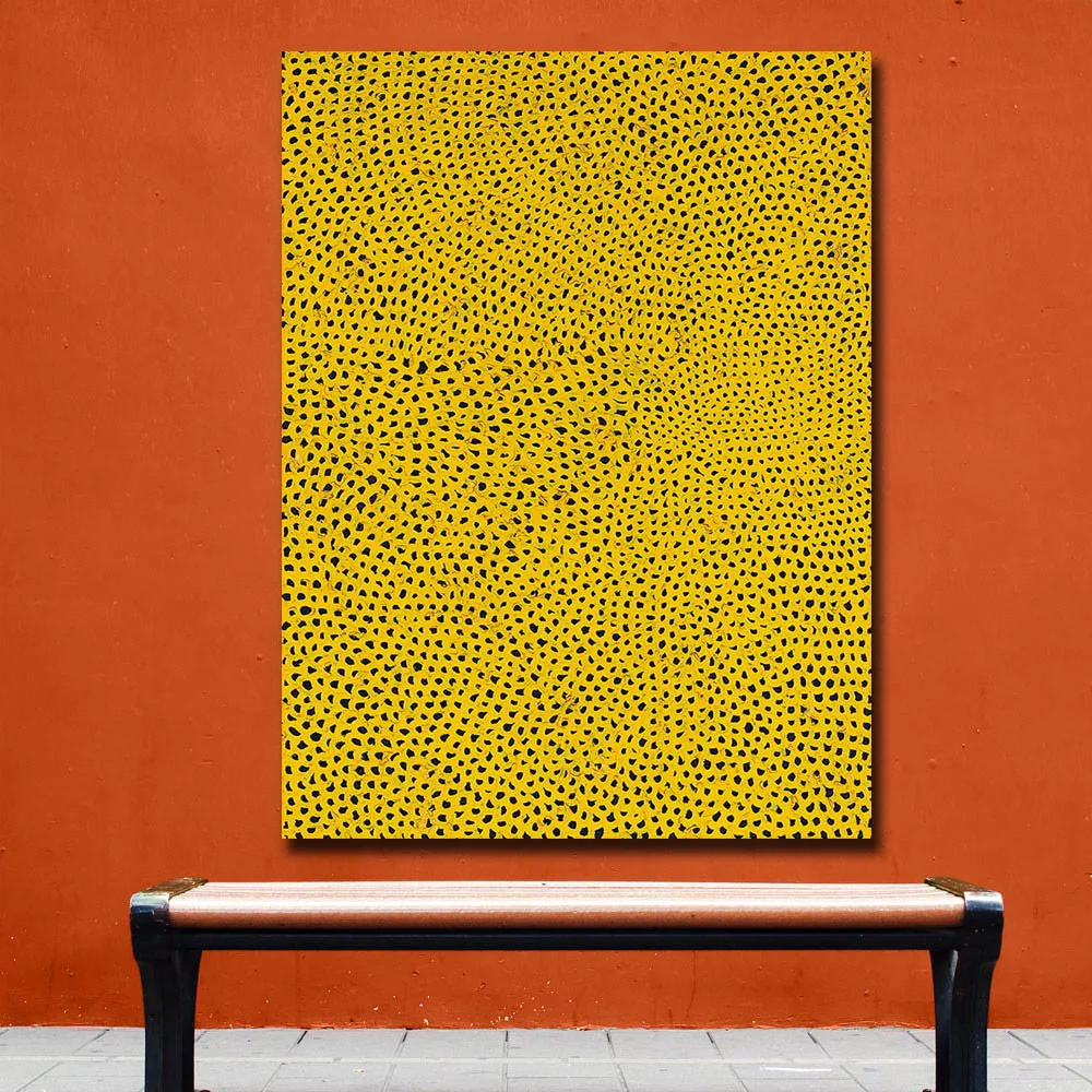 Print Oil Painting Wall painting Yayoi Kusama NET-NO.2 YELLOW Home Decorative Wall Art Picture For Living Room painting No Frame