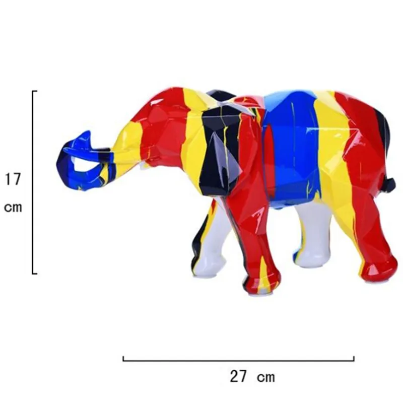 Креативная Смола лошадь слон талисман красочные цвета геометрические фигуры домашний Декор рождественские подарки украшение офиса L3309 - Цвет: 27x10x17 cm