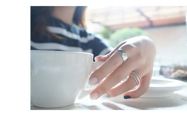 F.I.N.S 925 пробы Серебряное кольцо на палец, вырезанное на поверхности колец для мужчин и женщин, регулируемое кольцо с открытым манжетом, модные ювелирные изделия, вечерние, подарок