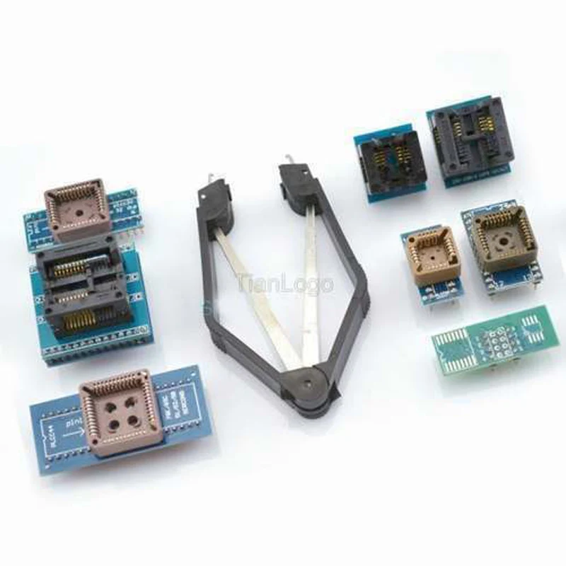 

8PCS Programmer Adapters Sockets Kit + IC clip Extractor for TL866CS, TL866A, EZP2010 EZP2013 USB Bios Programmer PLCC SOP