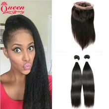 Peruvian Hair Weave With 360 Lace Frontal Closure 2Pcs 7A Virgin Human Hair Weft With Pre Plucked Natural Line Full Lace Closure