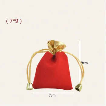 

High Quality Wholesale 50pcs/lot Red and Black Velvet Bags Drawstring Pouches Jewelry Bags Gift Bags 7x9cm