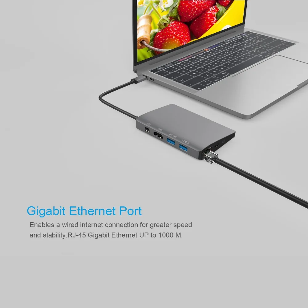 JZYuan USB C док-станция для ноутбука для Macbook Pro Кабель-Переходник USB C на HDMI дисплейный порт MiniDP типа 4 K RJ45 Gigabit LAN USB 3,0 Тип C PD для samsung S9