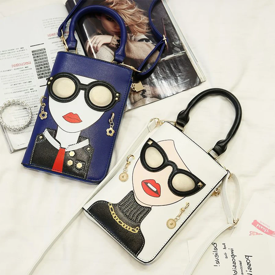 

New Style Sexy Woman Fashion Pattern Handbag Women Earrings Decorated Crossbody Messenger Bag Female Tote Lady Shoulder Bag 2020