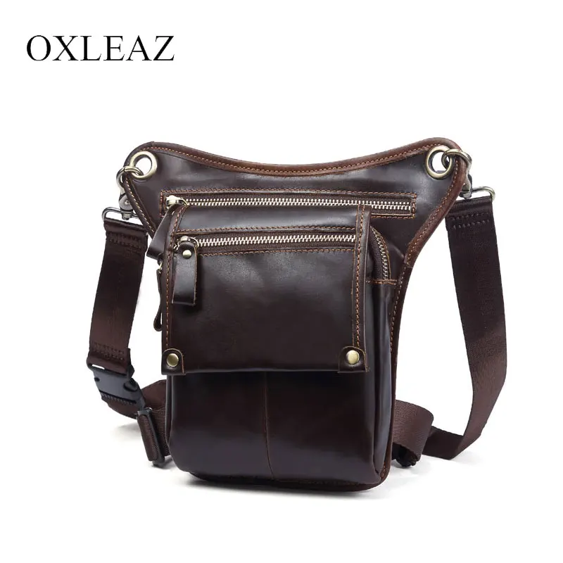 

OXLEAZ Drop Waist Leg Bag Leather Genuine Waistbag Bum Bag Vintage Cow Leather Waist Packs Pouch Men Fanny Pack for Women