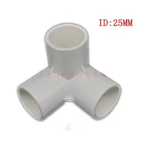 5pcs 25mm Inner Dia White Stereo Tee Joint PVC Water Pipe Tube Adapter Connector