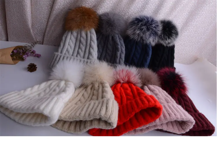 winter hat female winter cap hat with pompon knitted caps women beanie female hats for women pom pom hat