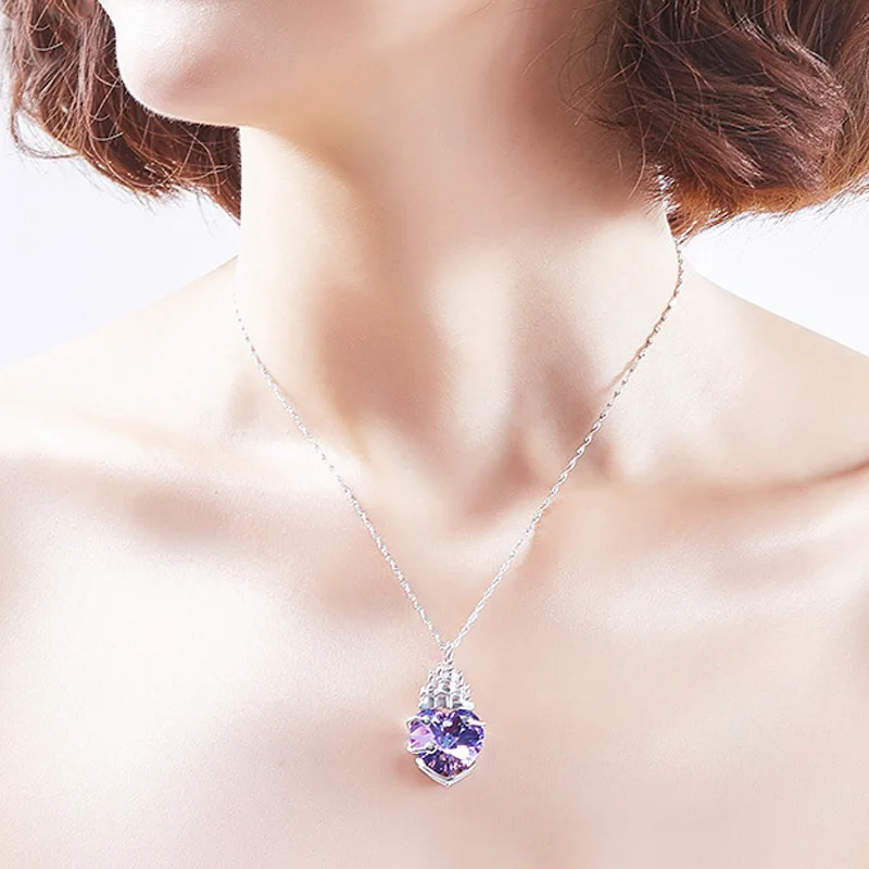 

808 STORE Italy Fine Jewelry Crystal Necklace Pendant Milan Charm Women Silver Accessories New Year Commemorate Gifts Necklace
