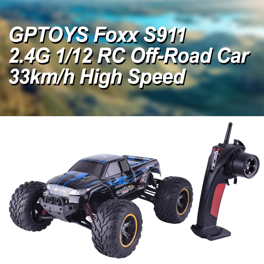 

GPTOYS Foxx S911 2.4GHz 2WD 1/12 Scale High Speed RC Car Big Wheels 33km/h Brush Off-Road Monster Truck Power Electric Car