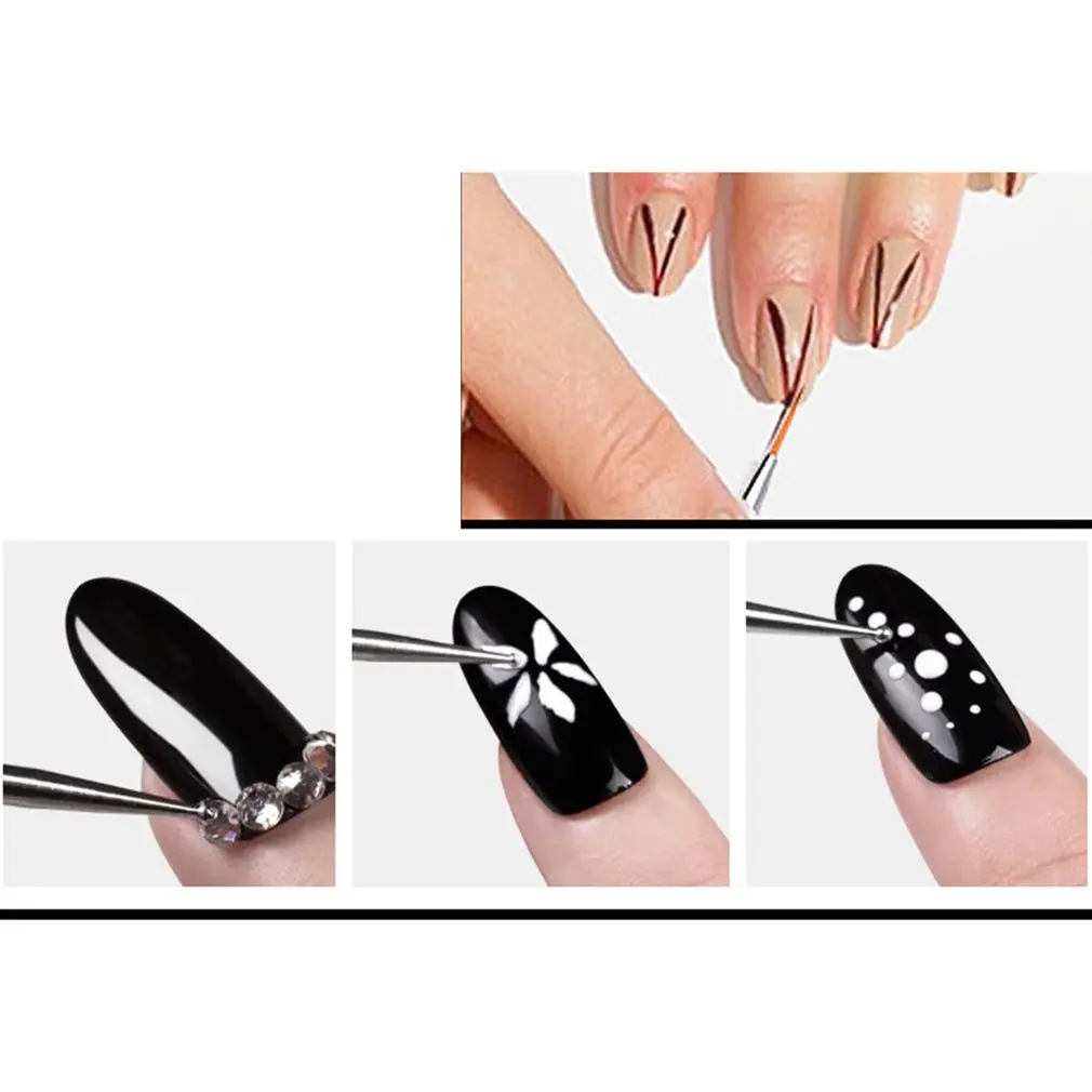 Двойной использовании 5 шт./компл. Nail Art Pen расставить DIY цветок горошек рисовать со стразами Gem Jewelry Бусы Блестки Палочки акриловой живописи