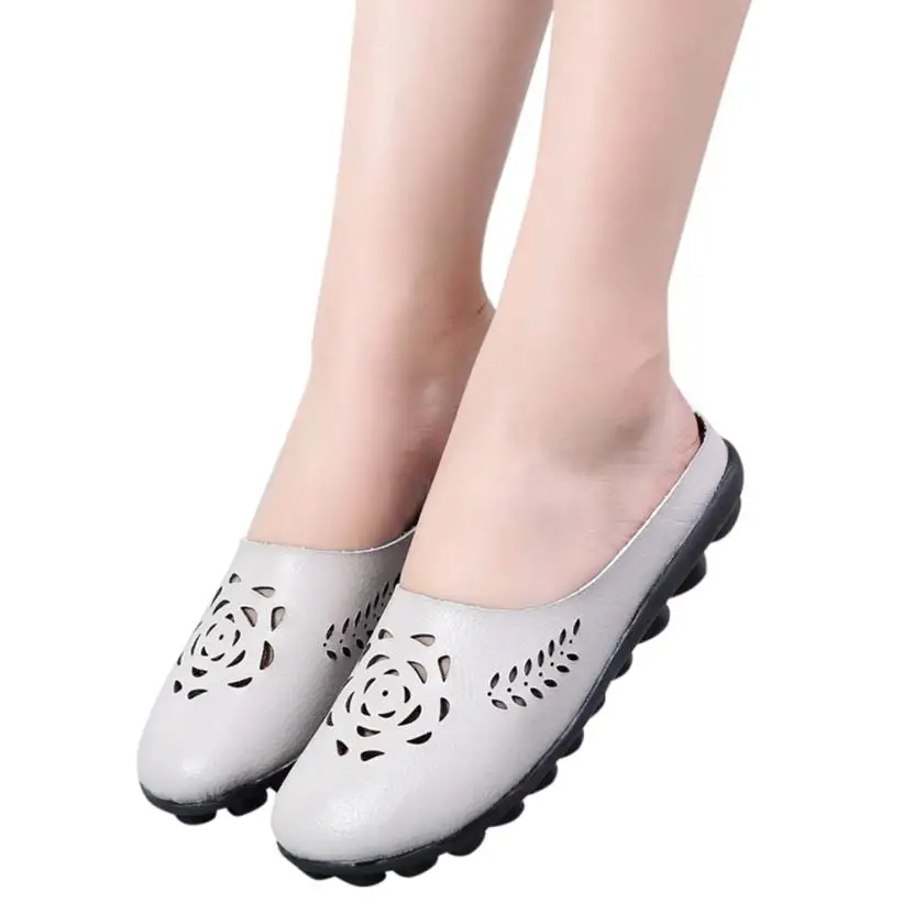 

2018 New Summer Women's Shoes Lady Flats Slippers Flower Hollow Slip-On Ankle Casual Slipper Soft Shoes Female zapatos mujer A6