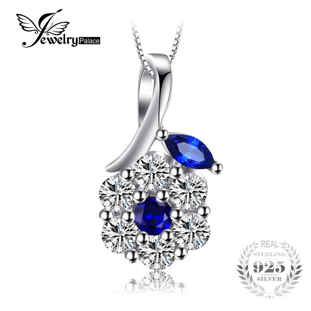 

JewelryPalace Fashion 0.73 ct Created Blue Spinel Flower Pendants For Women 925 Sterling Silver Fine Jewelry Not Include A Chain