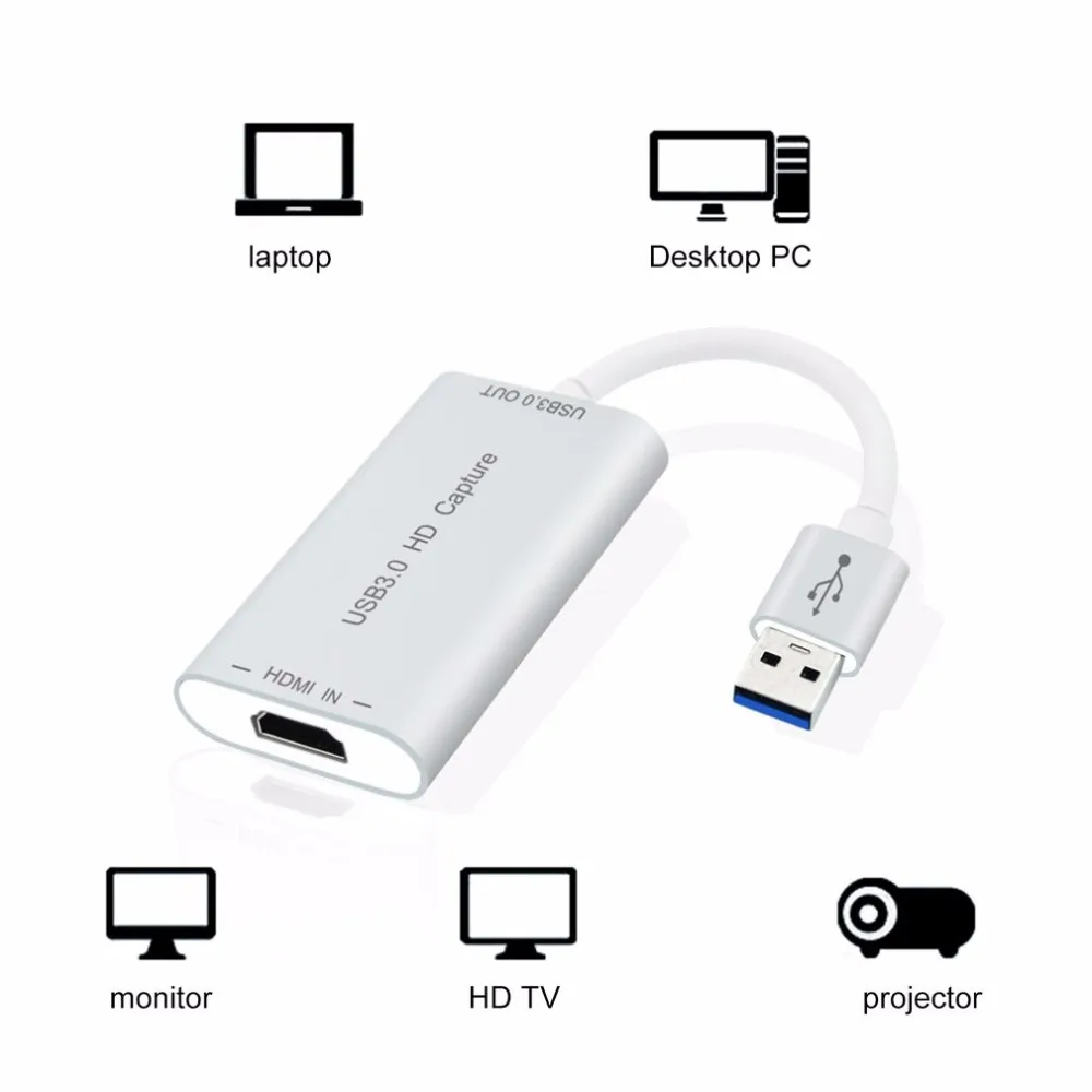  High Speed USB3.0 HD Capture Dongle HDMI to USB 3.0 Adapter Converter Plug & Play HDMI Video Captur