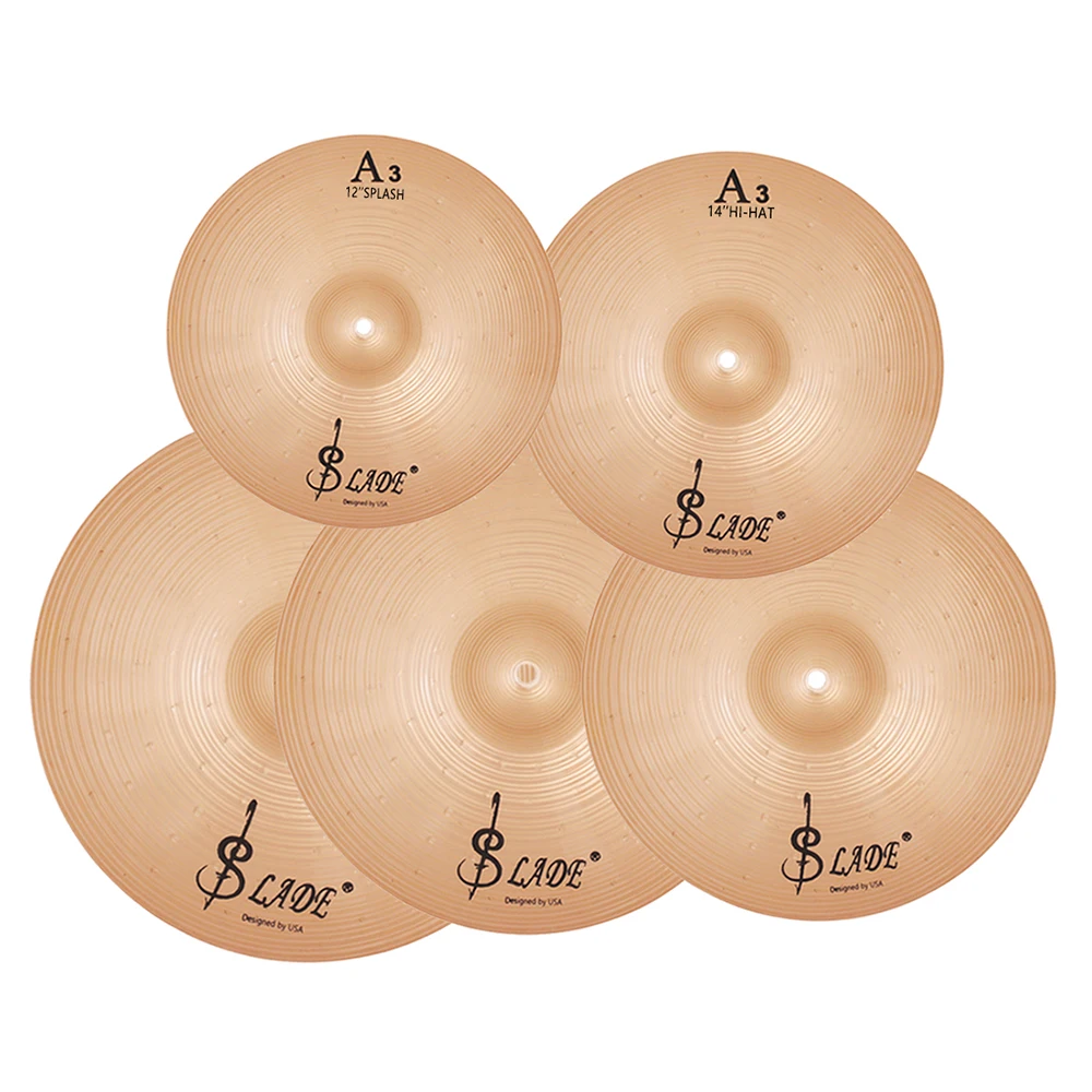 LADE SC-300 Набор тарелок из бронзового сплава, в том числе 1" Splash 14" Hi-Hat 1" и 18" Crash Cymbals с сумкой для переноски 10 шт. войлочные шайбы