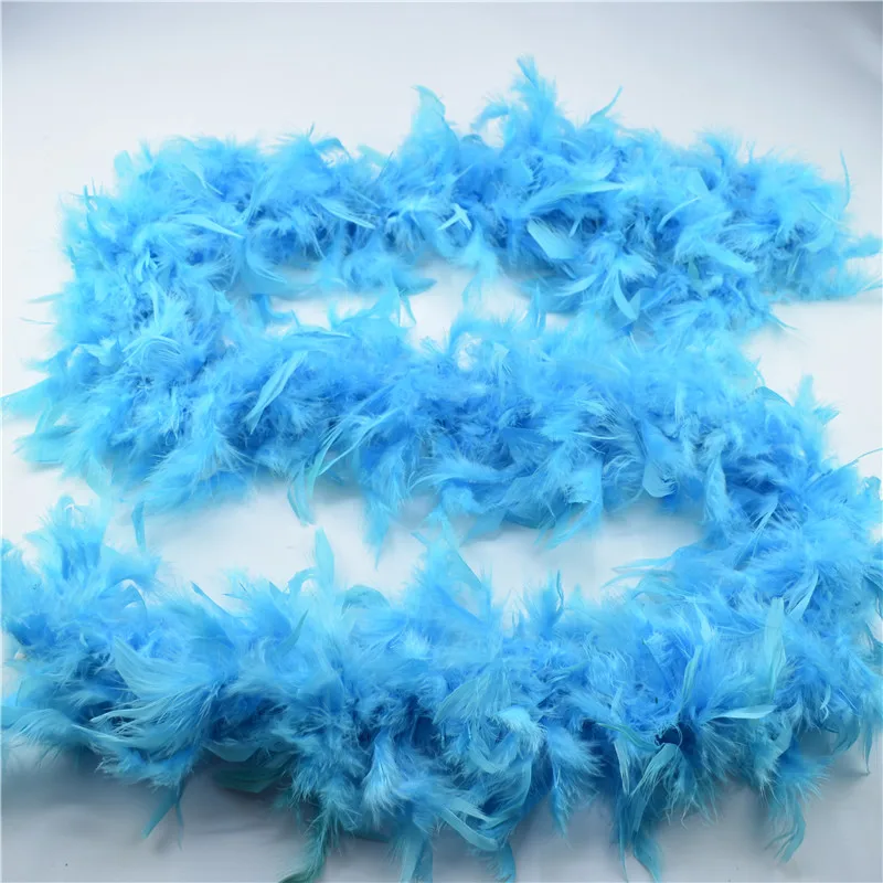 New 2yards fluffy Red Turkey Feathers Boa About 60 Grams DIY feathers for crafts party and Wedding Decorations Accessories plume - Цвет: Lake Blue