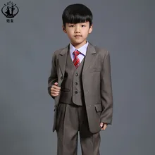 2016 Nouvelle Arrivée 3-pièces Costume pour BoysToddler Rayé Solide Deux Poche Blazer Costume Enfants De Noce Costume Pour Garçons 11-11