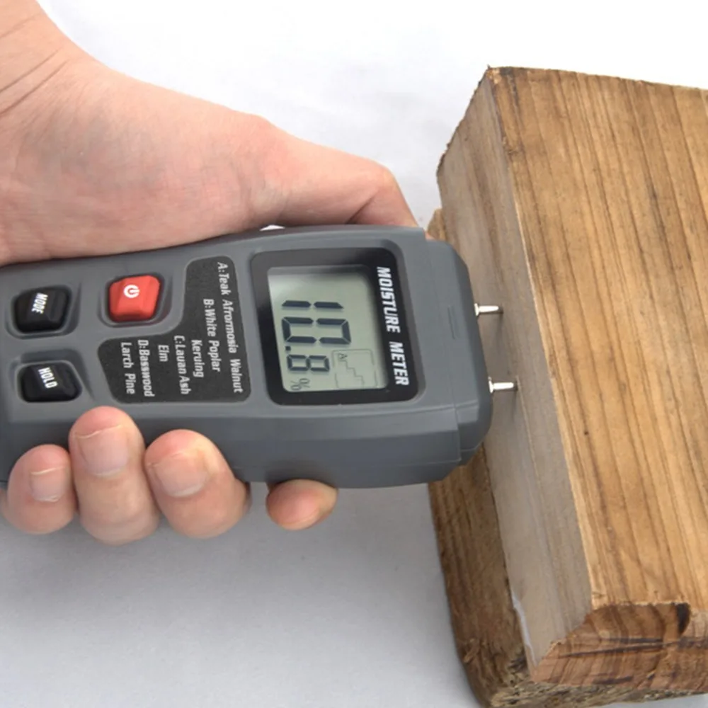 

LCD 0-99.9% 2Pins Wood Industry Digital Moisture Meter Humidity Tester Timber Damp Detector Conductivity Moisture Hygrometer