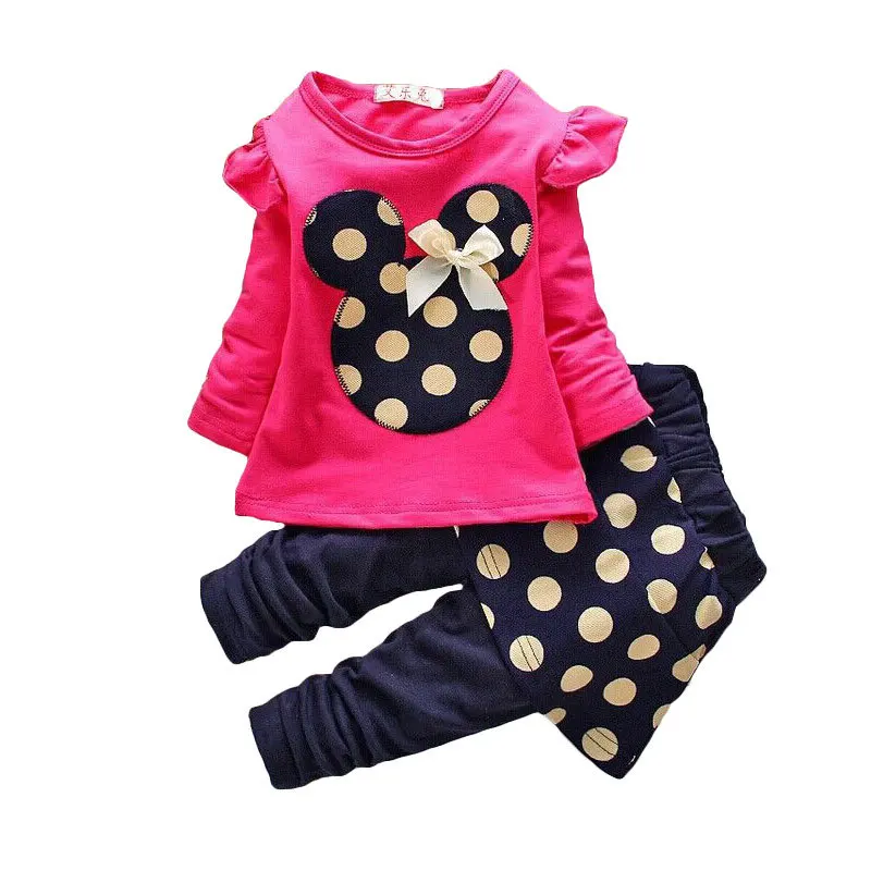 

kids 2017 spring and autumn models children' s bow cartoon dot Mickey tops + dots skirt pants suit baby girl clothes
