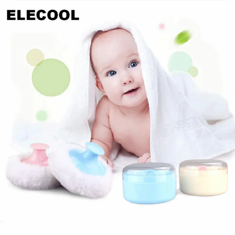 ELECOOL Newbron Baby Powder Puff Talcum Powder Box Sponge