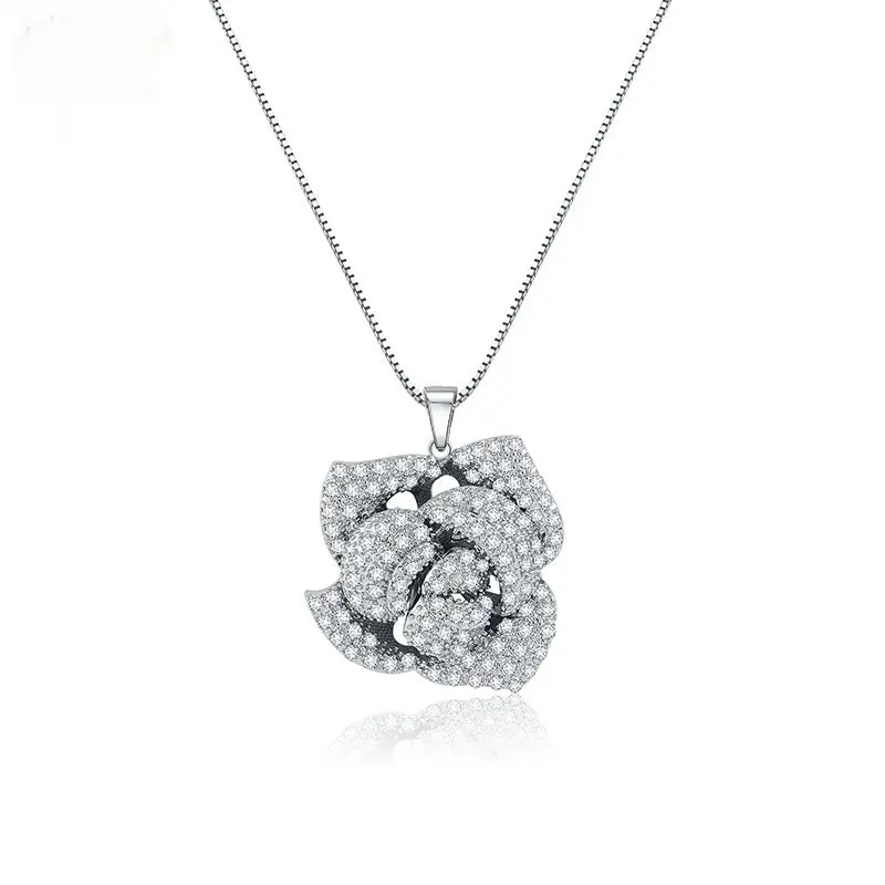 

Fashion fullfilled cubic zirconia flower pendant necklace for women
