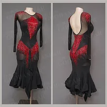 GOODANPAR, сексуальное Сетчатое платье из лайкры для латинских танцев, соревнований, женское платье с бюстгальтером, чашечками, бусинами, тюбиками, сальсой, самбой, стандартная Одежда для танцев