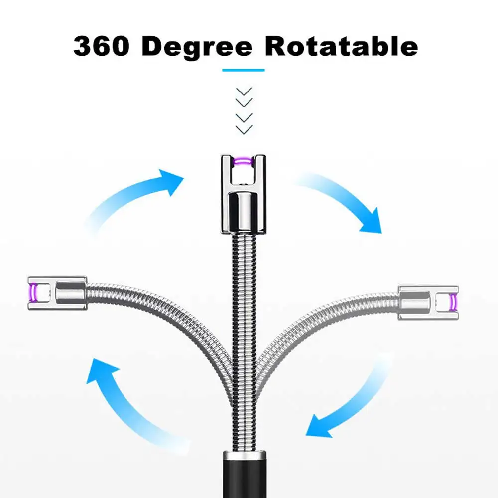 Более длинная гибкая плазменная дуговая Зажигалка светодиодный дисплей батареи электрическая зажигалка с подключением к USB кухонная зажигалка для свечей для барбекю приготовления сигарет