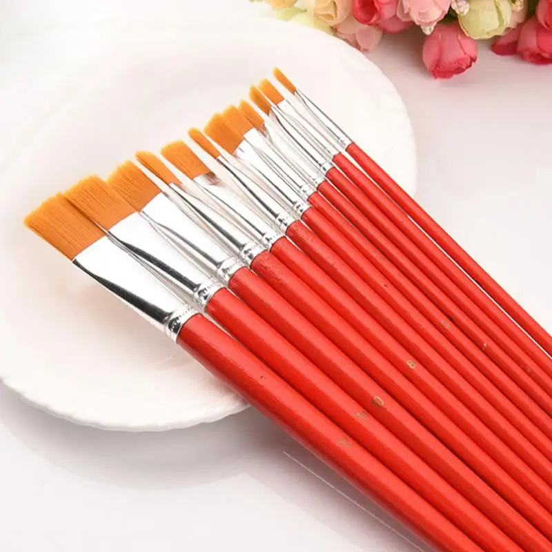 

1/6/10/12pcs Wooden Handle Watercolor Paint Brush Pen Set for Learning Oil Acrylic Painting Art Paint Brushes Supplies