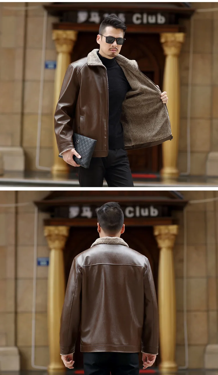 Новое поступление мужские кожаные куртки мужские пальто брендовая Высококачественная верхняя одежда из искусственной кожи мужская деловая зимняя куртка из искусственного меха флис APU12