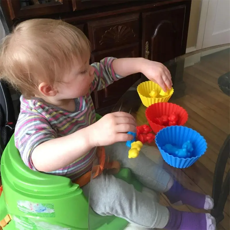 

Counting Bears With Stacking Cups - Montessori Rainbow Matching Game, Educational Color Sorting Toys For Toddlers Baby,Toy Stora