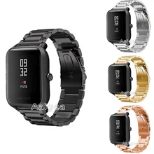 Роскошные часы из нержавеющей стали ремешок для Huami Amazfit Bip BIT PACE Lite Молодежные умные часы замена 20 мм металлический браслет