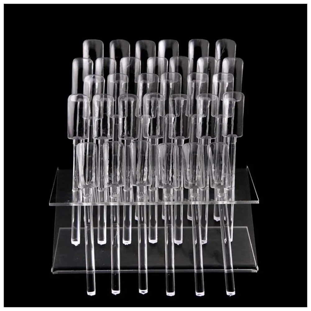 2018 32 Tips Pop Sticks Clear Acrylic Nail Art Display Stand Nails Polish Practice Training Tool