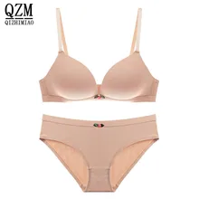 Qizhimiao тонкий хлопковый бюстгальтер короткая стильная мягкая чашка без косточек бесшовный комплект нижнего белья женское повседневное белье