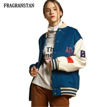 Женская весенне-осенняя новая куртка со стоячим воротником Женская модная бейсбольная форма с вышивкой и буквами Женская Повседневная куртка большого размера JQ843