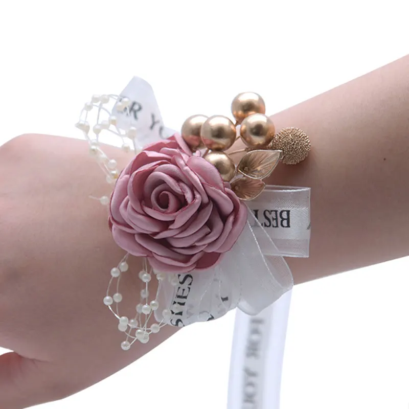 

Wrist Flower Artificial Flowers Wedding Hand Silk Simulation Roses Groom Bride Wedding Dancing Party Decor Bridal Prom Handmade