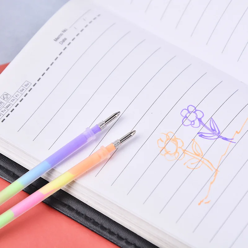 10 шт./лот многоцветные радужные Сменные маркеры Гелевые Ручки Шариковая ручка для студентов флуоресцентные граффити для школы