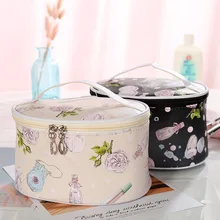Woman Portable Cylinder Storage Cosmetic Bag Travel Large Capacity Cosmetic Bag Pu Point Beauty Portable Cosmetic Bag