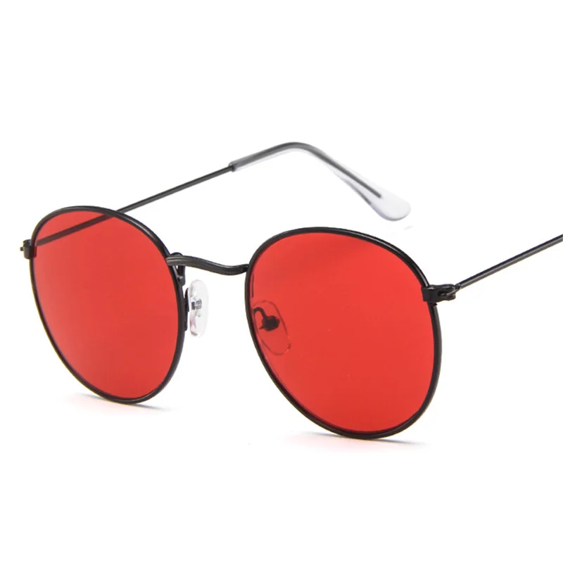 Oulylan Women Men Retro Round Sunglasses Brand Designer Red