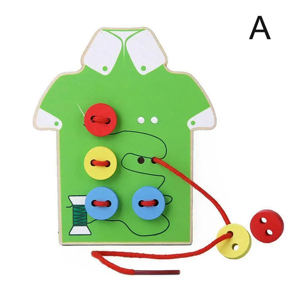 Детские обучающие игрушки Монтессори, пришитые на пуговицы, бусины, шнурованная доска, деревянные игрушки