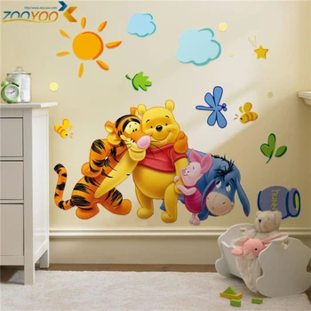 

Cartoon Winnie the Pooh Wall Stickers For Kids Rooms Sofa Bedroom Home Decor Baby Bear PVC Wall Decals DIY Wallpaper Mural Art