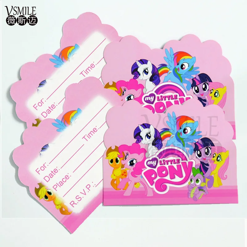 10 Pcs Lot Mon Poney Theme Partie Carte D Invitation Fournitures Enfants Filles Garcons D Anniversaire Decorations De Fete Approvisionnement Aliexpress