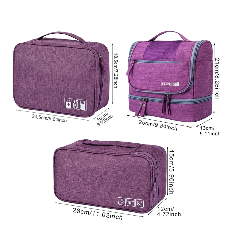 Goede 3 stks set Reizen Cosmetische Zakken Digitale Kabels Draden Bra Ondergoed Toilettas Pouch opbergtas set Case Organisatoren Pack Accessoires