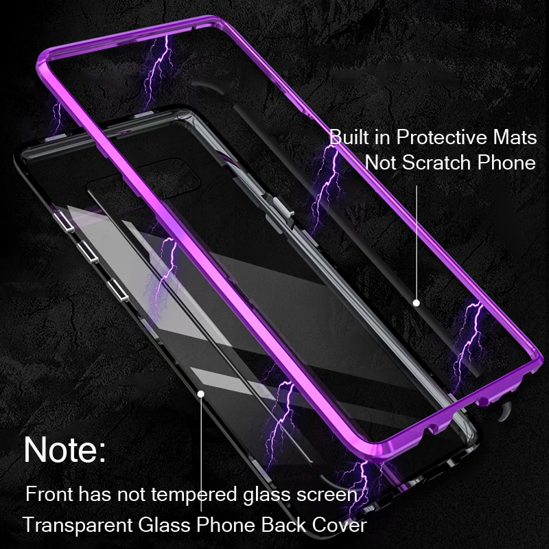 Магнитный чехол для samsung Galaxy Note 9, чехол, металлический бампер+ прозрачное стекло, Жесткий Чехол для samsung Galaxy Note 9, чехол S8Plus S 8