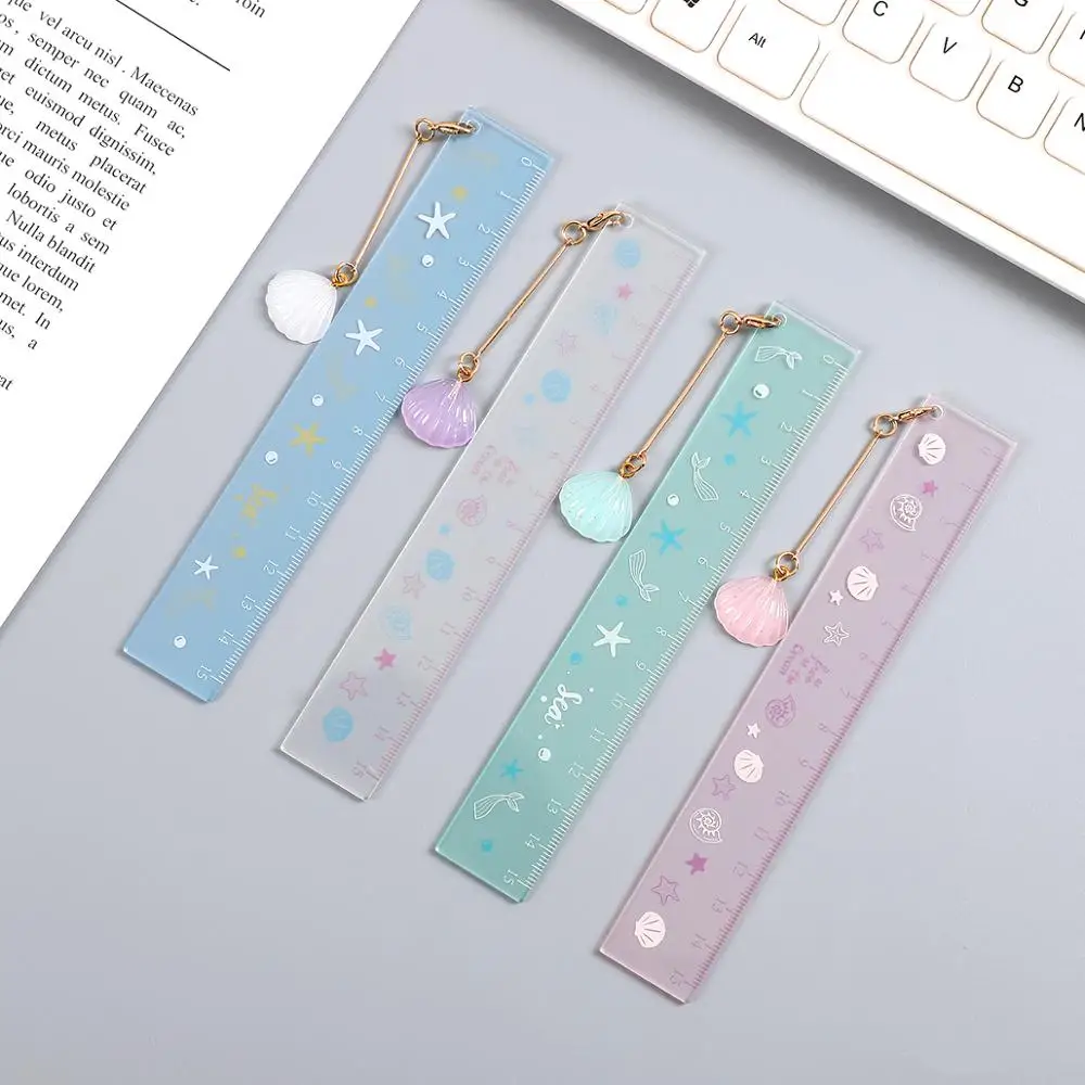 1pcs random Simple Style 15cm Transparent Acrylic Hanging Ruler Simple Ruler Square Ruler Cute Stationery Drawing Supplies