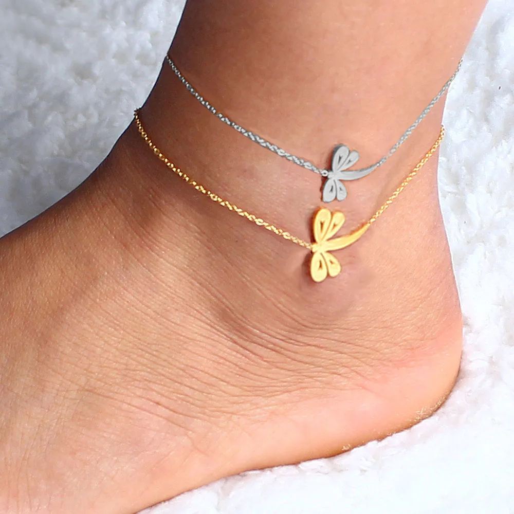ZUUZ лодыжки tankle браслет на ногу босиком сандалии цепь нержавеющая сталь ювелирные аксессуары серебро золото для женщин - Окраска металла: Dragonfly