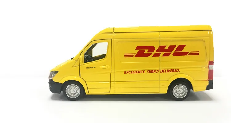 Грузовик, DHL, 1:36, игрушечный автомобиль, сплав, оттягивающийся, мини-автомобиль, копия, Авторизованная оригинальной фабричной моделью, коллекция игрушек