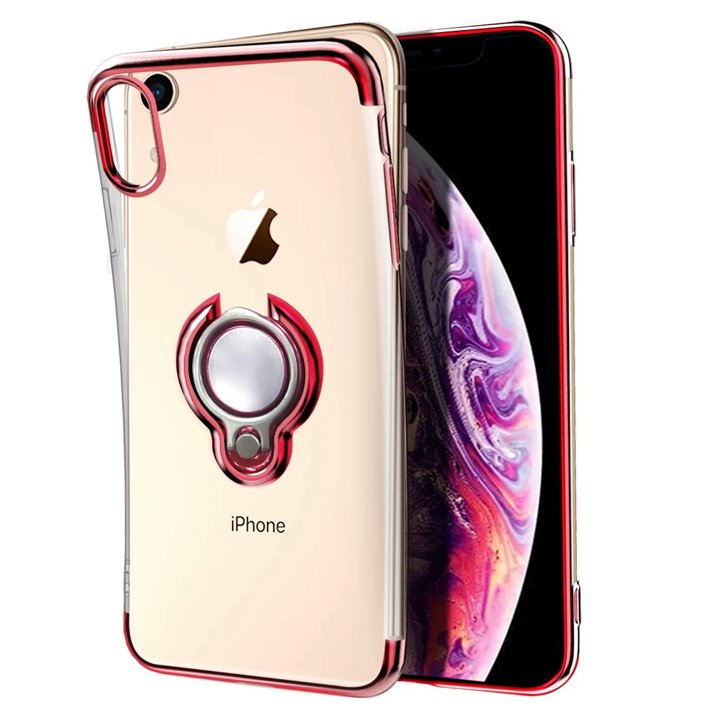 

for iPhone 11 Pro XS Max XR X 8 Plus Case Clear Slim Ultra Thin Case 360 Rotating Ring Grip Holder Stand Magnetic for Car Mount